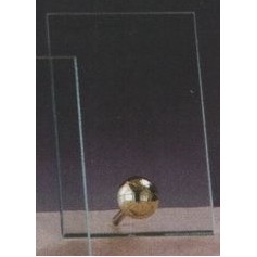 Clear Glass Plaque Award w/Baseball Golf Accent & Gold Plastic Mounts (5"x7.5")