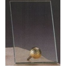 Clear Glass Plaque Award w/Gold Golf Accent & Gold Plastic Mounts (6"x8.5")
