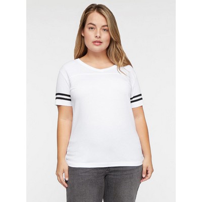 Live & Tell Ladies' Modern Fit Football V-Neck Short Sleeve Fine Jersey T-Shirt