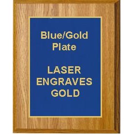 Oak Plaque 7" x 9" - Blue/Gold 5" x 7" Plate