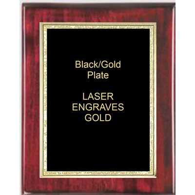 Rosewood 9" x 12" Piano Finish Plaque - 7" x 10" Black/Gold Florentine Plate