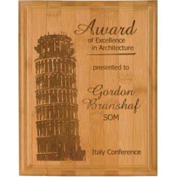 Genuine Bamboo 7" x 9" Plaque - Laser Engraved