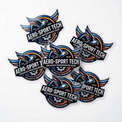 .004 Custom Shape Clear Gloss Vinyl / low tack adh face Decals (17 to 24 sq in) Full Color