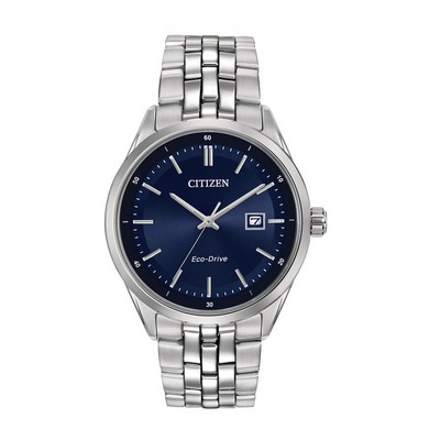 Citizen® Men's Eco-Drive Bracelet Watch w/Round Blue Dial