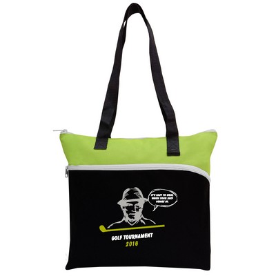 Two-Tone Large Front Zipper Tote