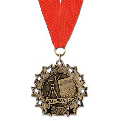 Math TS Medal w/Grosgrain Neck Ribbon (2¼")