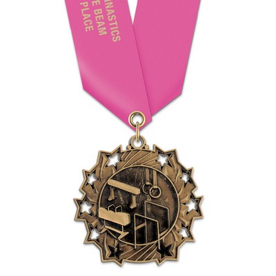 Gymnastics TS Medal w/Satin Neck Ribbon (2¼")