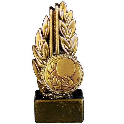 Stock 7" Laurel Trophy With 2" Table Tennis Coin and Engraving Plate