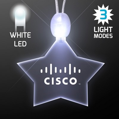 Light Up Promotional Acrylic Star Necklaces with White LED - PRINTED