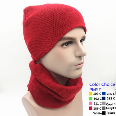 Acrylic Warm Beanie Hat And Neck Warmer Set or Combo