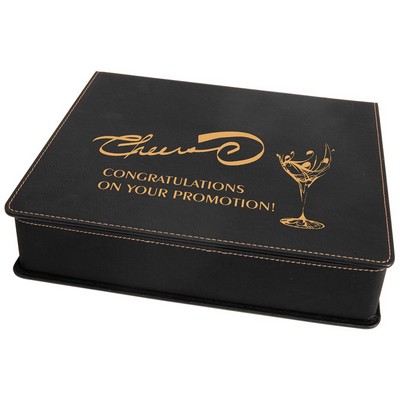 Black/Gold Leatherette 5-Piece Wine Tool Set