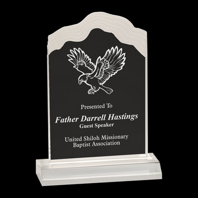 Clear Frosted White Cap Edge Acrylic Award w/4½" Base