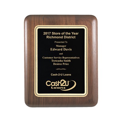 Black Plate Walnut Plaque w/Elliptical Edge (7"x9")