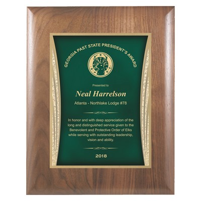 Walnut Plaque w/Green Showtime Plate (9"x12")