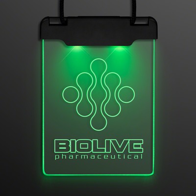 LAZER ENGRAVED - Green Space Glow Light Badge Necklace