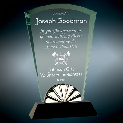 Fan Horizon Glass Award w/Silver Trim