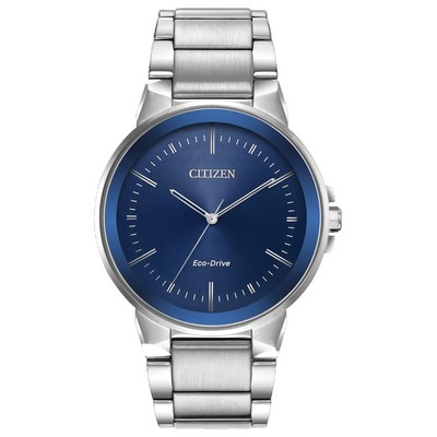 Citizen® Men's Axiom Stainless Steel Watch W/ Dark Blue Dial