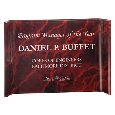 Red Marbleized Acrylic Crescent Award (10" x 7")