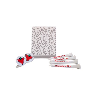 Silver Stand Pillow Box w/ 15 Golf Tees + 2 Ball Markers