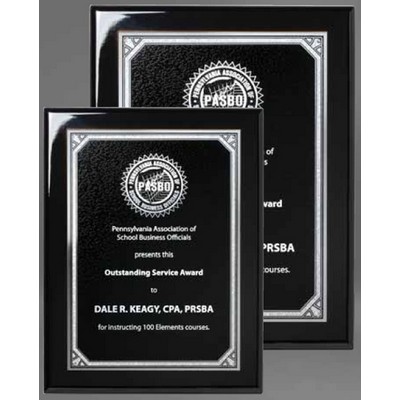 9" x 12" Black Piano Plaque w/Silver & Black Plate