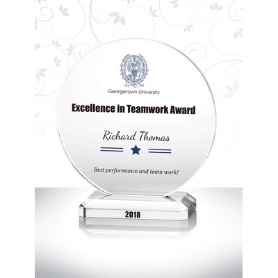 Job Well Done Crystal Circle Award With Matching Base