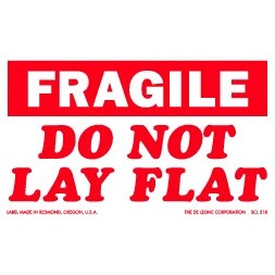 Fragile Do Not Lay Flat Paper Labels - 3" x 5"