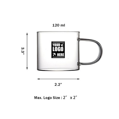 4 Oz. Glass Coffee Mug with Colorful Handle