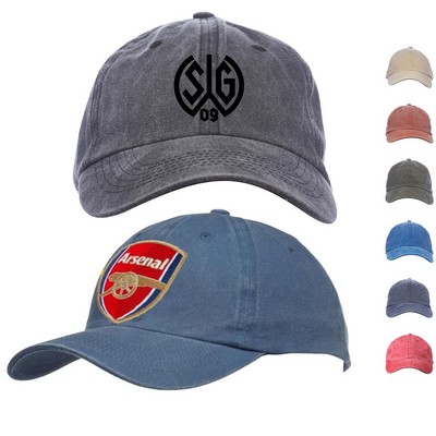 Washed Cotton Unconstructed Cap w/ Custom Logo 6 Panel Caps