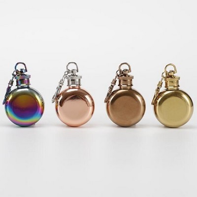 Colored 1 oz. Round Flask Keychain