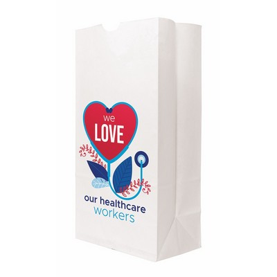 Full Color 1-Sided SOS White Paper Bags (7.125" x 13.9375" x 4.375")