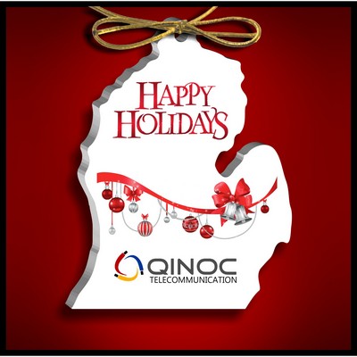 Lower Michigan Ornament in White Acrylic