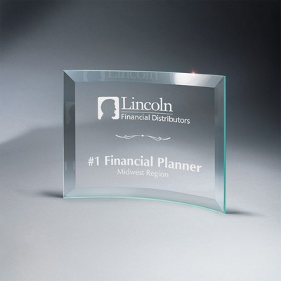 Beveled Jade Glass Crescent Plaque (8"x6"x0.1875")