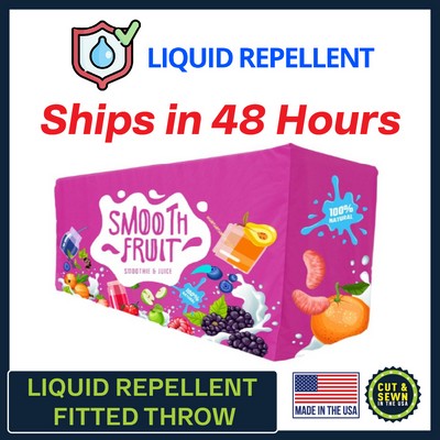 6' x 30"Top 29"H - (Liquid Repellent) 4 Sided Hemmed Fitted Table Throw - Made in the USA