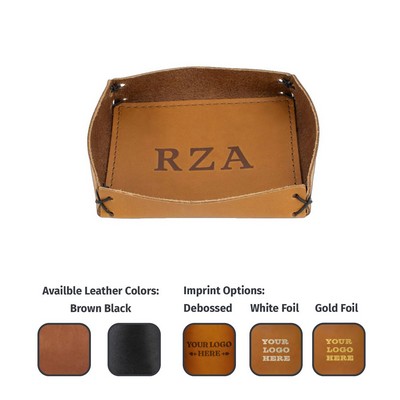 Full-Grain Leather Desk Tray-Small