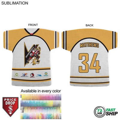 72 Hr Fast Ship - Jersey Shape Microfiber Dri-Lite Terry Keepsake Towel, 18x17, Sublimated 2 sides