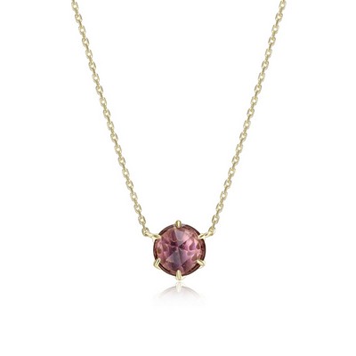 Fleur De Vie 8mm Round Genuine Brazil Amethyst Necklace - Gold