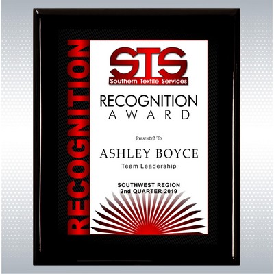 Black Piano Finish Wood Plaque w/Full Color Sublimated Plate (7" x 9")