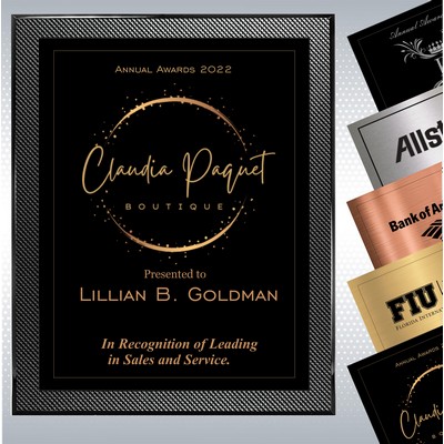 Piano Carbon Fiber Finish Plaque w/Choice of Single Plate (9" x 12")