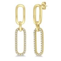 Jilco Inc. 14K Yellow Gold Diamond Paperclip Earrings