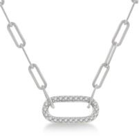 Jilco Inc. 14K White Gold Diamond Paperclip Necklace