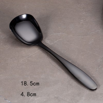 7.28" #L Black Stainless Steel Ice Cream Spoon Yogurt Spoon 304 Coffee Pudding Spoon