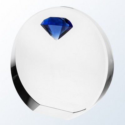 Blue Diamond Circle Crystal Award, 5"H