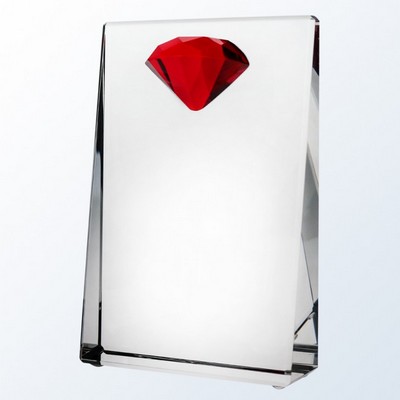 Red Diamond Wedge Crystal Award, 5"H