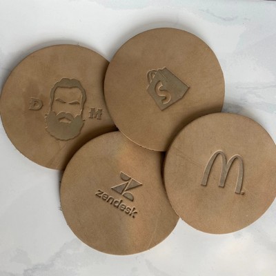 Buffed Leather Coasters – Set of 4 | Premium Leather | Made in USA