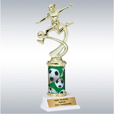 10" Assembled Soccer Female Trophy w/ White Base