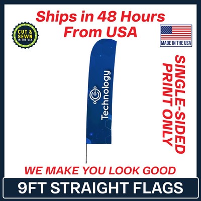 9' Single Sided Premium Straight Flag - Graphic Only - Made in the USA