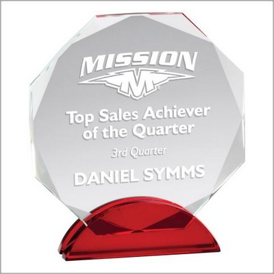 Ruby Octagon Crystal Award, 5 1/4"H