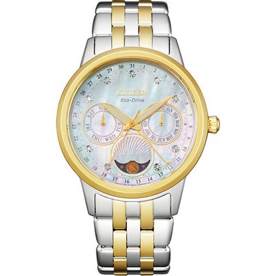 Citizen® Ladies' Calendrier Eco-Drive Two-Tone Watch w/White MOP Dial