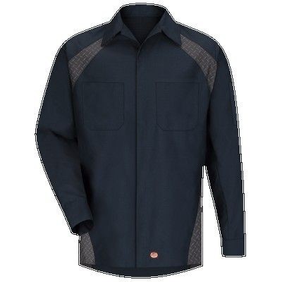 Red Kap™ Unisex Long Sleeve Diamond Plate Shirt - Navy Blue/Charcoal Diamond