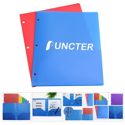 Basics Plastic Pocket Folder W/3 Hole